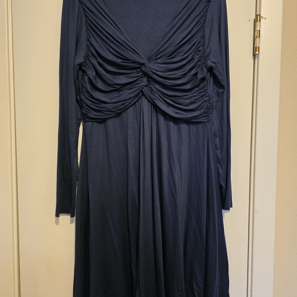 Bailey 44 Deep Blue Ruched Long Sleeve Dress